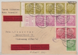 BRD, 1955, Mi.- Nrn.: H- Blatt Nr. 5 (u.a. Marken) in MiF auf Eilbotenbrief von Hamburg nach Halle/S