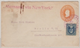 Costa Rica, 1921, 5 Cent. - GS- Umschlag + 10 Ct. Zusatzfrankatur, als Auslandsbrief von San Jose (?) nach Berlin