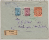 Österreich, 1922, 620 Kronen MiF vs. + rs. auf Auslandseinschreiben von Dornbirn nach Grötzingen, mit Dt. Zensur!