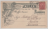 Italien, 1894, 10 Ct. EF auf dekorativer- Hotelpostkarte, verwendet als Auslandspostkarte von Florenz nach Berlin
