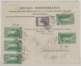 Türkei, 1929, 2,5 Rarustur (?)- Überdruckwert + 2 Grouchi (5x) in MiF auf Auslandsbrief von Istanbul nach Berlin