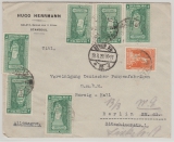 Türkei, 1929, 20 Para + 2 Grouchi (6x) in MiF auf Auslandsbrief von Stambul nach Berlin
