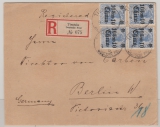 DAP China, 1902, Mi.- Nr.: 41 (4x) als MeF auf Einschreiben- Fernbrief von Tientsin nach Berlin