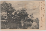 Kiautschou, 1903 (?), Mi.- Nr.: 6 als EF auf Bildpostkarte von Tsintau nach Copitz, => Ansicht: Am See in Sinanfu