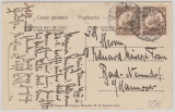 Kiautschou, 1911, Mi.- Nr.: 28 (2x) als MeF auf Bildpostkarte von Tsintau nach Bad Nenndorf, => Ansicht: Hangchow, West Lake