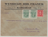 Tschechoslovakei, 1929, 2 Koruna MiF auf Auslandsbrief von Karlsbad nach Berlin