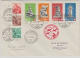 Schweiz, 1940, Mi.- Nrn.: 364- 67 u.a. als Satz- MiF auf Luftpost- Inlandsbrief von Neuchatel nach Nyon