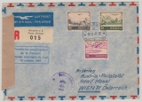 Schweiz, 1947, Mi.- Nrn.: 388, 389 + 391 als MiF auf Luftpost- Einschreiben- Auslandsbrief von Genf nach Wien (via Argentinien)