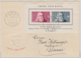 Schweiz, 1948, Mi.- Nr.: Block 13 als EF auf Nach- Erstsags- Fernbrief, von Basel nach Bienne