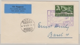 Schweiz, 1926, Mi.- Nr.: 213 als EF auf Erstflugbeleg von La-Chaux-de-Fonds nach Basel