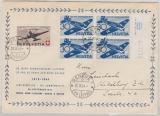 Schweiz, 1944, Mi.- Nr.: 437 (4x) + 438 als MiF auf Flugbeleg von Bern nach Genf, vs. mit Ankunftsstempel