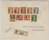 Schweiz, 1931, Mi.- Nr.: 159 u.a. als MiF auf Auslandseinschreiben von Basel nach Friedrichshafen, rs. nette Vignette