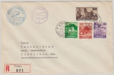Lichtenstein, 1938, Mi.- Nr.: 162 u.a. in MiF auf R.- Erstflug- Auslandsbrief von Vaduz Zürich- Stockholm nach Dietlikon (CH)