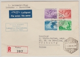 Lichtenstein, 1940, Mi.- Nr.: 177 u.a. als MiF auf R.- Erstflug- Auslandsbrief von Vaduz via Barcelona nach Fribourg (CH)