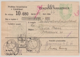 Dt. Bes. II. WK, Laibach, 1944, Portomarke Mi.- Nr.: 5 (2x) als MeF rs. auf Zahlungsanweisung von Borovnica