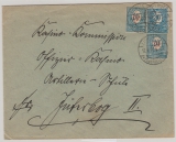 Dt. Abstimmungsgebiete, Oberschlesien, 1920, Mi.- Nr.: 6b + 10 c (?, 2x) als MiF auf Fernbrief von Lublinitz nach Jüterbog