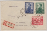 DDR, 1951, Mi.- Nrn.: 286- 88, als Satzbrief- MiF auf Einschreiben- Fernbrief von Rostock nach Ströbing / Endorf