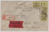 DR, Infla, 1923, Mi.- Nr.: 328 (4x) als MeF auf Eilboten- Einschreiben- Fernbrief von Pößneck nach Saalfeld