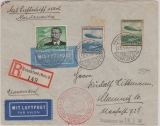 DR 538 + 606/7 als MiF auf Lupo- Zeppelin- E. Brief von FF/M. nach New York und von da nach Chemnitz
