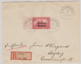 Bayern, 1920, Mi.- Nr.: 148 B (vom SR) als EF auf Einschreiben- Fernbrief von Erlangen nach Leipzig