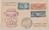 USA, 1936, div. USA- Marken als MiF auf Zeppelin- Postkarte, per Hindenburg, 1. Nordamerikafahrt von New York nach FF/M