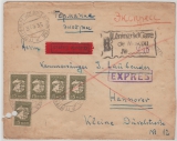 UDSSR, 1935, 15 Kop. (5x) als MeF auf Eilboten- Einschreiben von Leningrad nach Hannover