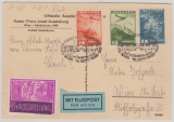Österreich, 1935, Mi.- Nrn.: 599- 601 als MiF auf Luftpost- Ausstellungs- Orts- Postkarte innerhalb von Wien