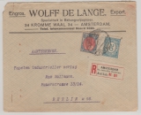 Niederlande, 1922, 35 Ct. MiF auf Auslandseinschreiben von Amsterdam nach Berlin, rs. mit Dt. Zensur (Postüberwachung)