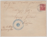DAP China, 1902, DR- Mi.- Nr.: 56 c (?) als EF auf Brief (per Marine- Postamt) von Shanghai nach Zittau