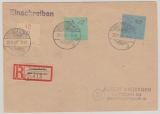 Großräschen, 1945, Mi.- Nr.: 6, 7, + 8 in MiF auf Einschreiben- Fernbrief von Großräschen nach Leipzig