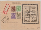 Strausberg, 1946, Mi.- Nrn.: Bl. 1 (Formatverkleinert) u.a. + Teilbarfr. als MiF auf E.- Fernbrief von Strausberg nach Berlin