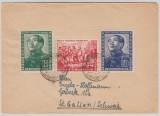DDR, 1951, Mi.- Nrn.: 286- 88, kpl. Satz in MiF auf Auslandsbrief von Köthensdorf nach St. Gallen (CH)