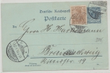 DR, Krone + Adler, 1901, 2 RPfg.- GS + Mi.- Nr.: 54 als Zusatz als Fernpostkarte von Berlin nach Braunschweig