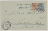 DR, Germania- Reichpost, 1900, 2 RPfg.- GS + Mi.- Nr.: 45 als Zusatz, als Fernpostkarte von Jena nach Saalfeld