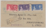 Mauritius, 1937, 37 C. als FDC- MiF, auf Einschreiben- Auslandsbrief von Vacoas nach Johannesburg (Süd- Afrika)