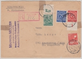 Kontrollrat- West, 1947, Mi.- Nr.: 949 P OR dgz, u.a., als MiF auf R.- Rückschen- Fernbrief von Ansbach nach Frankenberg