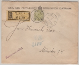 Österreich, 1893, 20 Kr. EF auf Auslands- Einschreiben, von Wien nach Müster i.W. (D.)