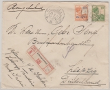 Niederländisch- Indien, 1922, 40 Ct. MiF auf Auslandseinschreiben von Lebongtandai nach Leipzig
