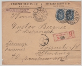 Russ. Reich, 1905, 10 Kopeken (2x) als MeF auf Auslands- Einschreiben von Moskau nach Gössnitz
