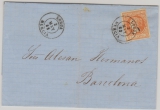 Spanien, 1862, 4 Cuartos, als EF auf Fernbrief von Lorca nach Barcelona