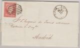 Spanien, 1857, 4 Cuartos, als EF auf Fernbrief von Vigo nach Madrid