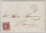 Spanien, 1862, 4 Cuartos, als EF auf Fernbrief von Aguilas nach Barcelona
