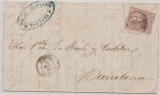 Spanien, 1869, 50 Mils. de Esc., als EF auf Fernbrief von Tortosa nach Barcelona