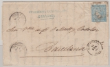 Spanien, 1866, 4 Cuartos als EF auf Fernbrief von Zaragoza nach Barcelona