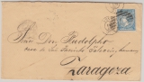 Spanien, 1866, 4 Cuartos als EF auf Fernbrief von Sevilla nach Zaragoza