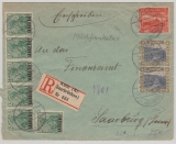 32 (21x) u.a. vs u. rs. auf Einschreiben- Fernbrief von Kölln nach Saarburg