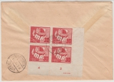 DDR, 1950, Mi.- Nr.: 250 (4x) + DV (rs.), + 243 (vs.) in MiF auf Einschreiben- Nachnahme- Ortsbrief innerhalb von Berlin