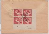 DDR, 1950, Mi.- Nr.: 250 (4x) + DV (rs.), + 246 (vs.) in MiF auf Einschreiben- Nachnahme- Ortsbrief innerhalb von Berlin
