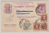 Spanien, 1938, 15 Ct.- GS- Karte + 16 Cts / Cms Zusatzfrankatur, als Auslandspostkarte von Vitoria nach Trebbin