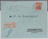 DSWA, 1905, Mi.- Nr.: 16, als EF auf Einschreiben- Fernbrief von Keetmanshoop nach Chemnitz